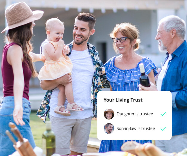 Family enjoys time together outside in backyard